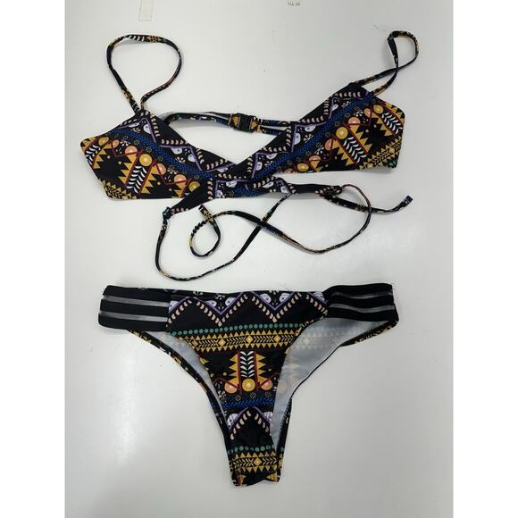 Unbranded Womens Swimsuit Size Medium Two-Piece Bikini Brazilian Wrap Around Top - Picture 1 of 8